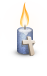 Kerze grau-blau Kreuz christlich