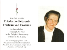 Friederike Febronia Freifrau von Froenau 1